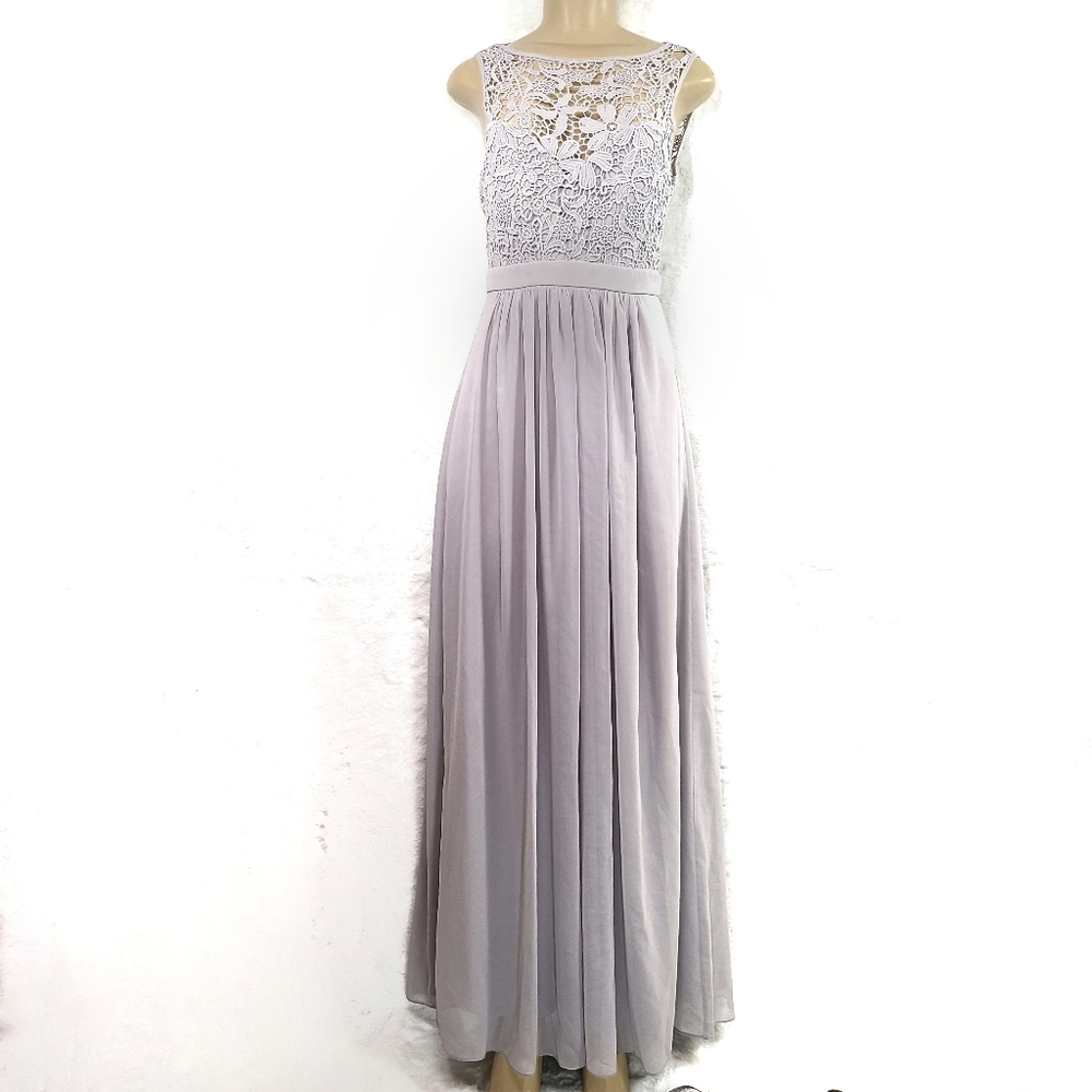 Stunning Maxi floor length Lace Top Open Back Gown